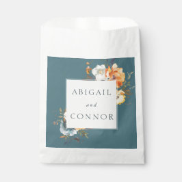 Elegant Aquamarin Terracotta Navy Boho Floral Geschenktütchen