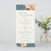 Elegant Aquamarin Terracotta Navy Boho Floral Programm (Stehend Vorderseite)