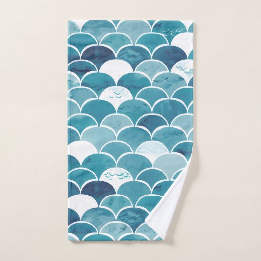 Elegant Aquamarin Türkis Blue Mermaid Scale Badhandtuch Set (Handtuch)