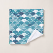 Elegant Aquamarin Türkis Blue Mermaid Scale Badhandtuch Set (Waschlappen)