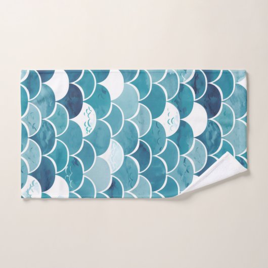 Elegant Aquamarin Türkis Blue Mermaid Scale Badhandtuch Set (Handtuch)