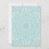 Elegant Aquamarin Türkis & Spitzen 15. Quinceañera Einladung (Rückseite)