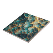 Elegant Aquamarin und Gold Abstrakt Bio Fliese (Seite)