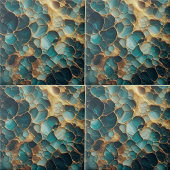 Elegant Aquamarin und Gold Abstrakt Bio Fliese