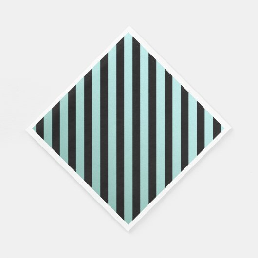 Elegant Aquamarin und schwarz gestreift Serviette (Ecke)