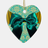 ELEGANT AQUAMARIN WEISS DAMASK BLAUE RIBBON MONOGR KERAMIK ORNAMENT (Rechts)