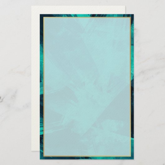Elegant Aquamarine and Gold Briefpapier (Vorne/Hinten)