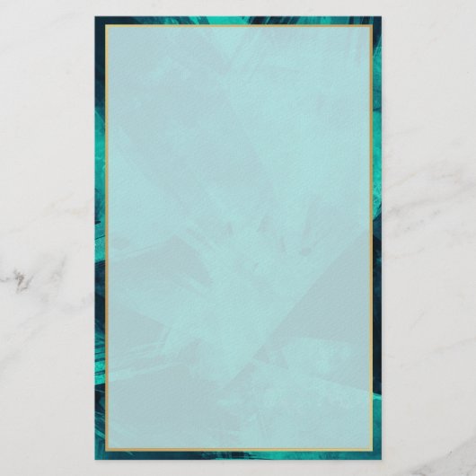 Elegant Aquamarine and Gold Briefpapier (Vorderseite)