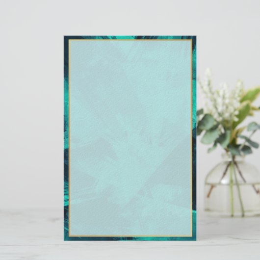 Elegant Aquamarine and Gold Briefpapier (Stehend Vorderseite)