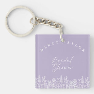 elegant,Aquarell,floral,Brautparty Lavendel Schlüsselanhänger