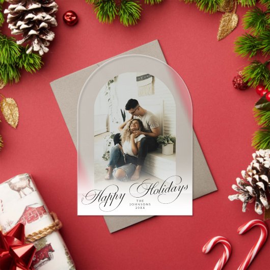 Elegant Arch 1 Photo Merry Christmas Holiday Card Acryleinladungen (Insitu (Feiertag))