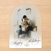 Elegant Arch 1 Photo Merry Christmas Holiday Card Acryleinladungen (Vorderseite)