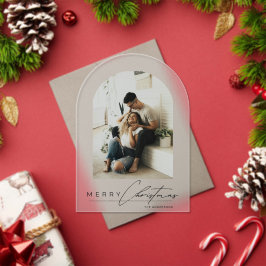 Elegant Arch 1 Photo Merry Christmas Holiday Card Acryleinladungen