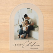 Elegant Arch 1 Photo Merry Christmas Holiday Card Acryleinladungen (Vorderseite)