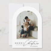 Elegant Arch 1 Photo Red Christmas Holiday Card Einladung (Vorderseite)