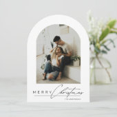 Elegant Arch 1 Photo Red Christmas Holiday Card Einladung (Stehend Vorderseite)