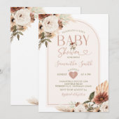 Elegant Arch Boho White Floral Baby Shower Einladung (Vorne/Hinten)