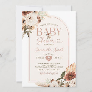 Elegant Arch Boho White Floral Baby Shower Einladung