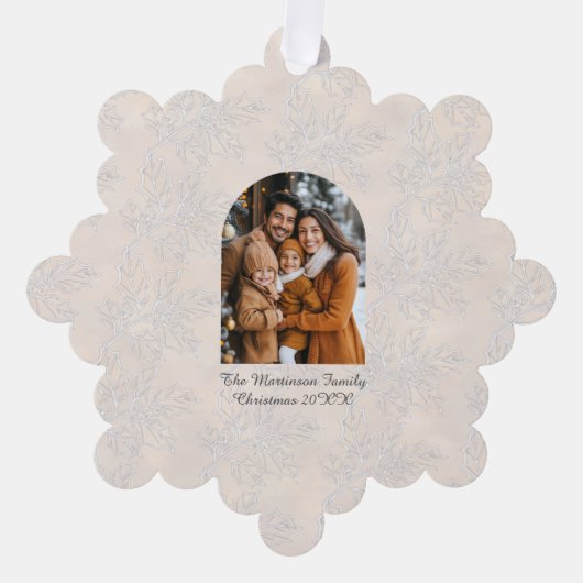 Elegant Arch Christmas Photo Light Holly Pattern Ornament Karte (Vorderseite)