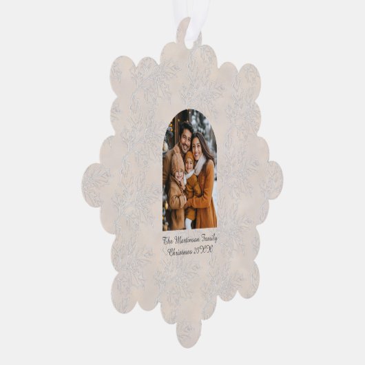 Elegant Arch Christmas Photo Light Holly Pattern Ornament Karte (Rechts)