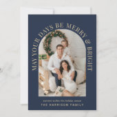 Elegant Arch Foto Merry Bright Blue Weihnachten (Vorderseite)