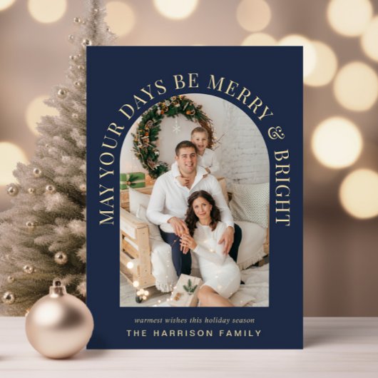 Elegant Arch Foto Merry Bright Blue Weihnachten