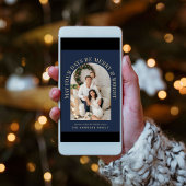 Elegant Arch Foto Merry Bright Blue Weihnachten Karte