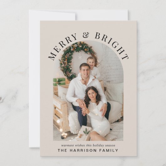Elegant Arch Foto Merry Bright Weihnachten (Vorderseite)