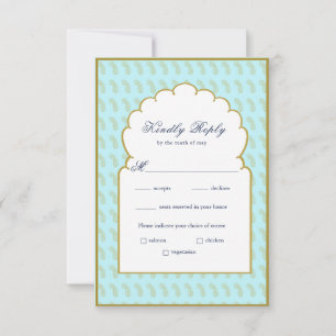 Elegant Arch Frame Aqua Indische Hochzeit RSVP Car Karte