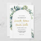 Elegant Arch Greenery Blumenblatage Hochzeit Einladung (Vorderseite)