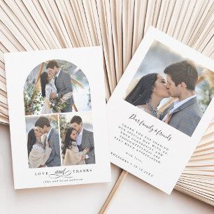Elegant Arch Liebe und Dank 4 Foto Wedding Dankeskarte