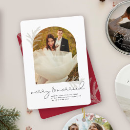 Elegant Arch | Merry & Verheiratet Moderne Fläche Feiertagskarte