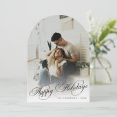 Elegant Arch Photo Green Christmas Holiday Card Einladung (Stehend Vorderseite)