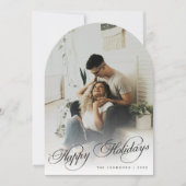 Elegant Arch Photo Red Christmas Holiday Card Einladung (Vorderseite)