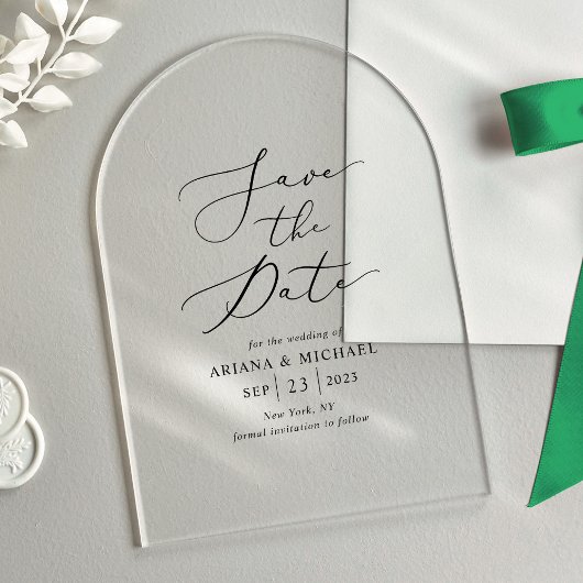 Elegant Arch Save the Date Acryleinladungen