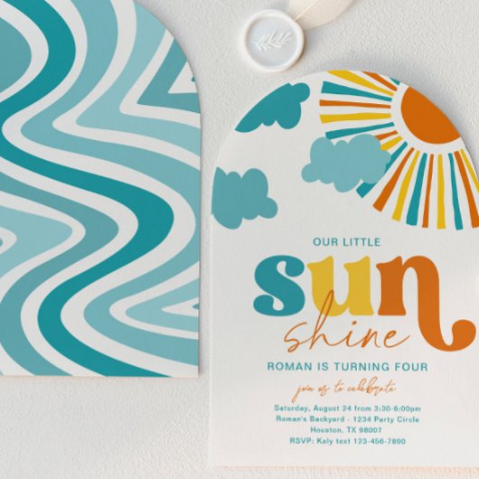 Elegant Arch Sun Birthday Invitation Einladung