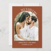 Elegant Arch Terracotta-Deklaration Save The Date (Vorderseite)