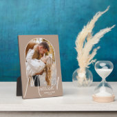 Elegant Arch Wedding Foto Beige Fotoplatte (Seite)