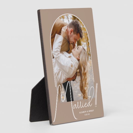 Elegant Arch Wedding Foto Beige Fotoplatte (Seite)