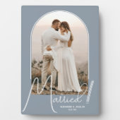 Elegant Arch Wedding Foto Dusty Blue Fotoplatte (Vorderseite)