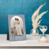 Elegant Arch Wedding Foto Dusty Blue Fotoplatte (Seite)