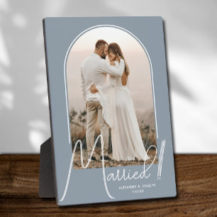 Elegant Arch Wedding Foto Dusty Blue Fotoplatte