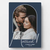 Elegant Arch Wedding Foto Navy Blue Fotoplatte (Vorderseite)