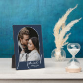 Elegant Arch Wedding Foto Navy Blue Fotoplatte (Seite)