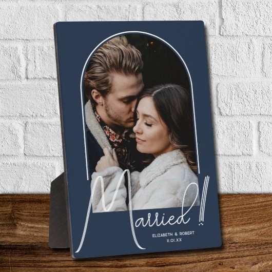 Elegant Arch Wedding Foto Navy Blue Fotoplatte