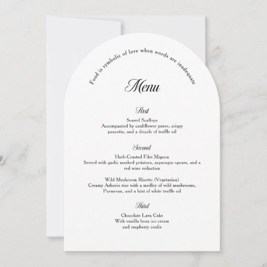 Elegant Arch Wedding Menu Card Einladung (Vorderseite)
