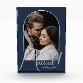 Elegant Arch Wedding Navy Blue Fotoblock (Vorderseite)