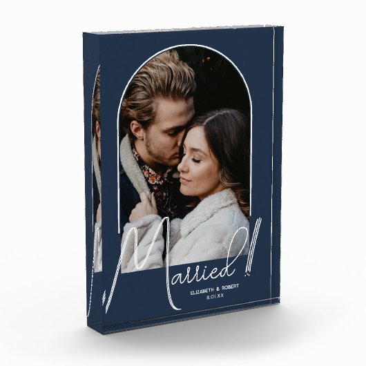 Elegant Arch Wedding Navy Blue Fotoblock (Links)