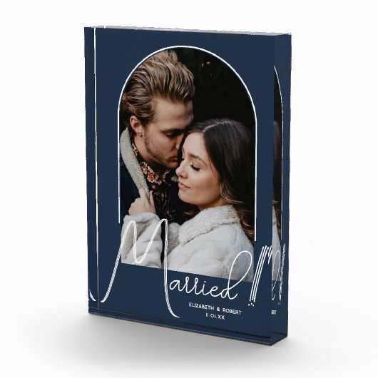 Elegant Arch Wedding Navy Blue Fotoblock (Rechts)