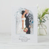 Elegant Archway Pale Blue Eucalyptus Save the Date Einladung (Stehend Vorderseite)